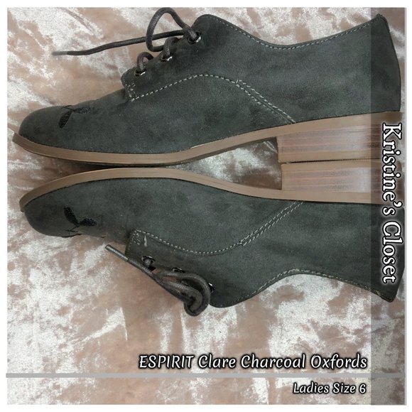 ESPIRIT Clara Charcoal Oxfords - Ladies Size 6 - Picture 7 of 10
